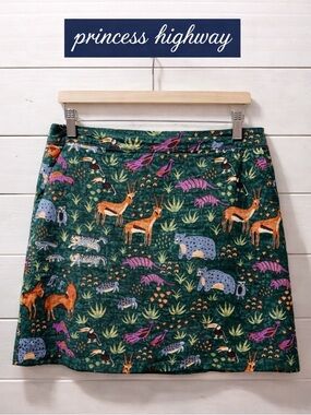 PRINCESS HIGHWAY Green Animal Print Mini Skirt Size 14